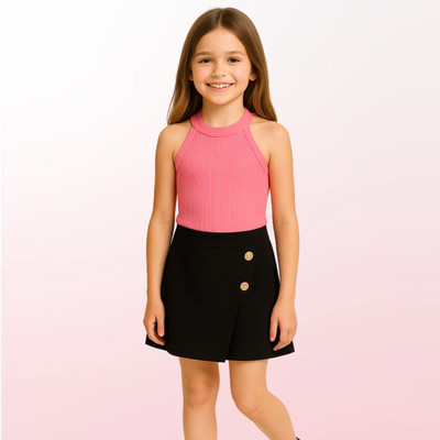 MENVVY TREND Baby Girls Casual Top Skirt(PINK)