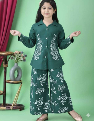 DHAGA GARMENTS Girls Party(Festive) Top Pant(GREEN)