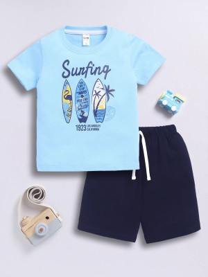 LITTLE NINJA Baby Boys Casual T-shirt Shorts(LIGHT BLUE 1)