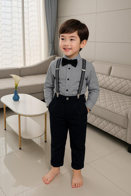 HV CREATION COLLECTION Baby Boys Party(Festive) Shirt Pant(Grey)