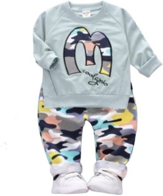 PSFLY Baby Boys & Baby Girls Casual T-shirt Pant(Grey)