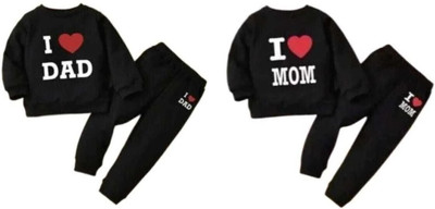 CuteHug Baby Boys & Baby Girls Casual T-shirt Pant(Black and Black)