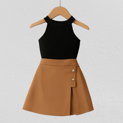 RIYANSHI Girls Casual Top Skirt(Black, Brown)