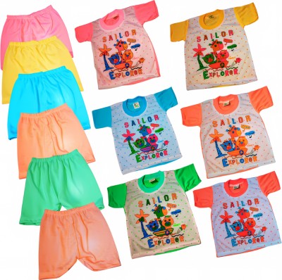 DCS OFFICIAL Baby Boys & Baby Girls Dora Casual T-shirt Shorts(Pack of 6 Multicolor Prints)