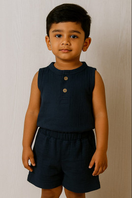 Thekuttydreams Baby Boys & Baby Girls Casual Top Shorts(Midnight Blue)