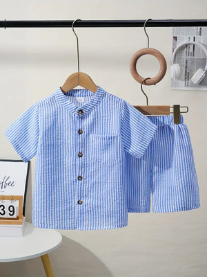 Ruturaj Baby Boys Casual Shirt Shorts(BLUE)