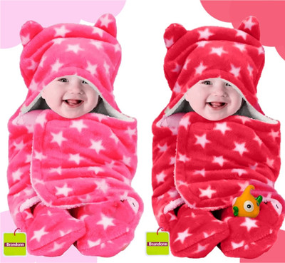 Swissberry Baby Boys & Baby Girls Casual Swaddle Sleepsuit(Pink, Red)