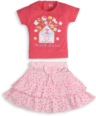 Wonder Klothes Girls Casual Top Skirt(Pink)