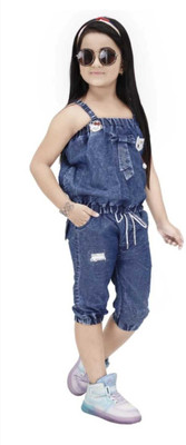 N FASHION AFIYA Baby Girls Casual Top Jeans(Blue)