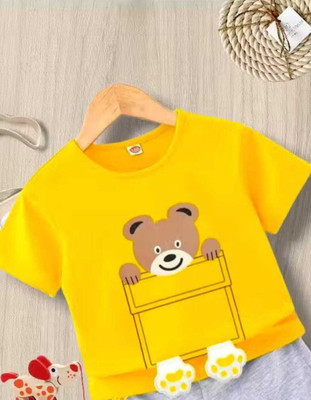 Iffat collection Boys Casual T-shirt Shorts(YELLOW)