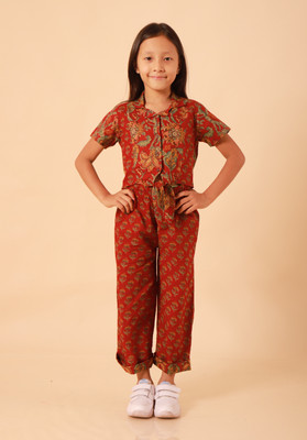 Sangria Girls Party(Festive) Top Trouser(Maroon)