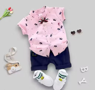 Wisherwind Baby Boys & Baby Girls Dora Casual Shirt Shorts(pink)