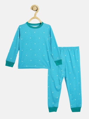 Wyld Sprog Boys & Girls Casual T-shirt Pyjama(Blue)