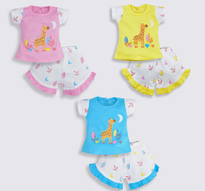 Shyamcollections Baby Girls Casual Top Shorts(Multicolour)