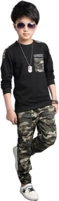 HouseOfCommon Boys Party(Festive) Track Pants T-shirt(Black)