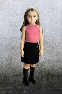 Riyanshi Collect Girls Casual Top Shorts(Pink, Black)