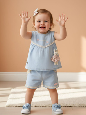 BABY'S DAY Baby Girls Casual Top Shorts(Pink-2)