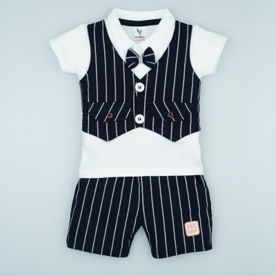 Macitoz Baby Boys Party(Festive) T-shirt Waistcoat, Shorts(DARK BLUE)