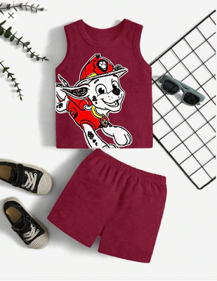 psv fashion Boys Casual Vest Shorts(Maroon 1)