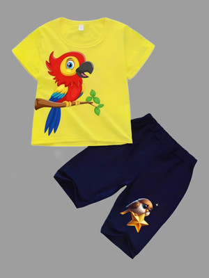 Delta Fashion Baby Boys & Baby Girls Casual T-shirt Shorts(Yellow)