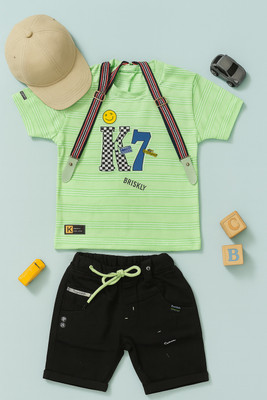 karnika Baby Boys Casual T-shirt Shorts(Green)