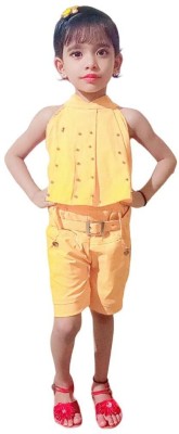 Third Eye Girls Casual Top Shorts(Yellow)