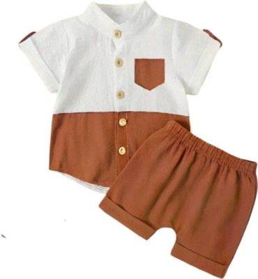 THREADNEST Baby Boys Party(Festive) Shirt Shorts(BROWN)