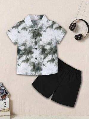 HouseOfCommon Boys Casual Shirt Shorts(Green)