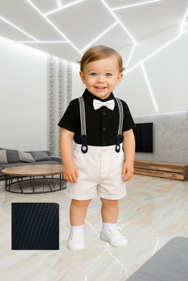 KRIYU CREATION Boys Party(Festive) Shirt Shorts(BLACK)