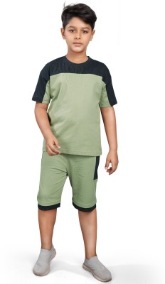 ACTLIVE Boys Casual T-shirt Shorts(Olive green)