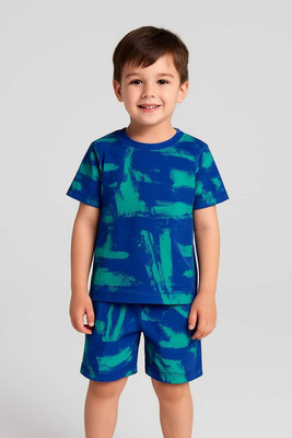 Kryvyn Boys & Girls Casual T-shirt Shorts(green and blue)