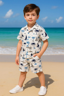 FASHION GRAB Baby Boys Casual Shorts Shirt(White1)