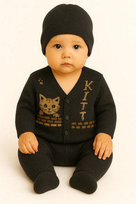 FAEEPY Baby Boys & Baby Girls Casual Sweater Pyjama(Black)