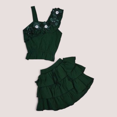 Fashiva Baby Girls Party(Festive) Dress Top, Skirt(green)