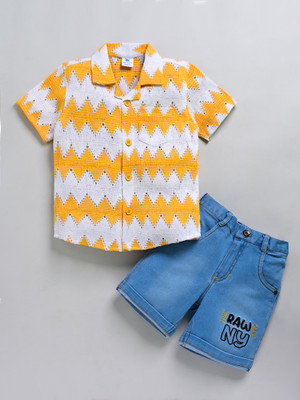 Dear to dad Baby Boys Casual T-shirt Shorts(Yellow)