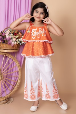 HTwentyThree Girls Barbie Party(Festive) Top Pant(ORANGE)