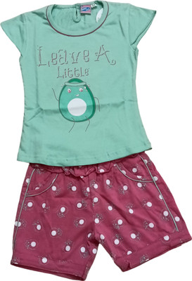 Smart Girl Girls Casual Top Shorts(Green)