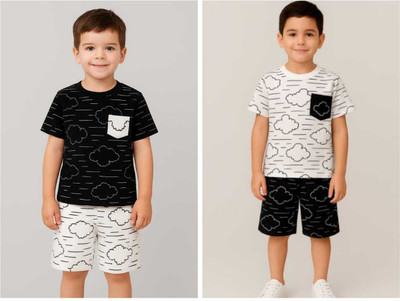 MADE4GOOD Baby Boys & Baby Girls Casual T-shirt Shorts(White, Black)