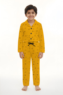 MYO Boys & Girls Casual T-shirt Pyjama(MUSTARD)