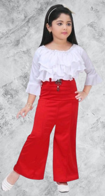 DWIVEDI Girls Party(Festive) Top Pant(RED)