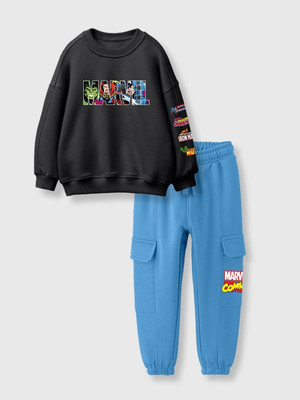 Nap Chief Boys & Girls Avengers Casual Sweatshirt Track Pants(Black)