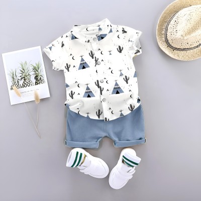 Vibe Trends Baby Boys Party(Festive) Shirt Shorts(Grey)