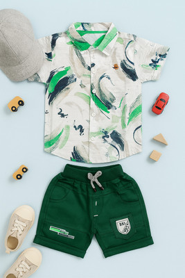 karnika Boys Casual T-shirt Shorts(Green)