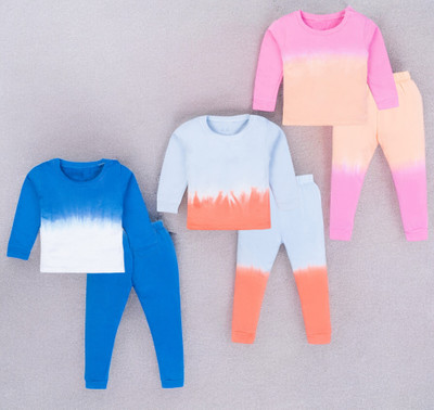 Yk Boys & Girls Casual T-shirt Pyjama(Blue&White, SkyBlue&Red, Pink&Orange)