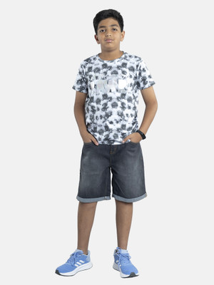 KiddoPanti Boys Casual T-shirt Shorts(Black & Black)