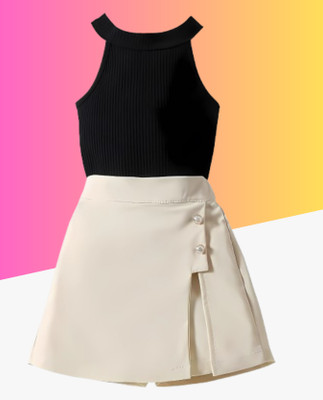 Riyanshi Trending Girls Party(Festive) Top Shorts(BLACK)