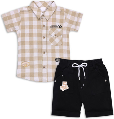 Silver Kraft Baby Boys Casual Shirt Shorts(Brown)