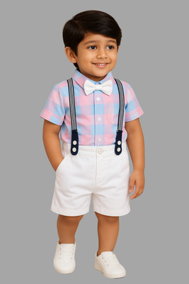 KRIYU CREATION Boys Party(Festive) Shirt Shorts(PEACH)