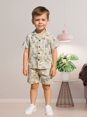 FASHION GRAB Baby Boys Casual Shirt Shorts(Pista Green)