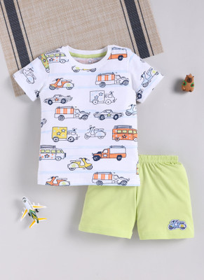 SUPERSQUAD Baby Boys Casual T-shirt Pant(White, Light Green)